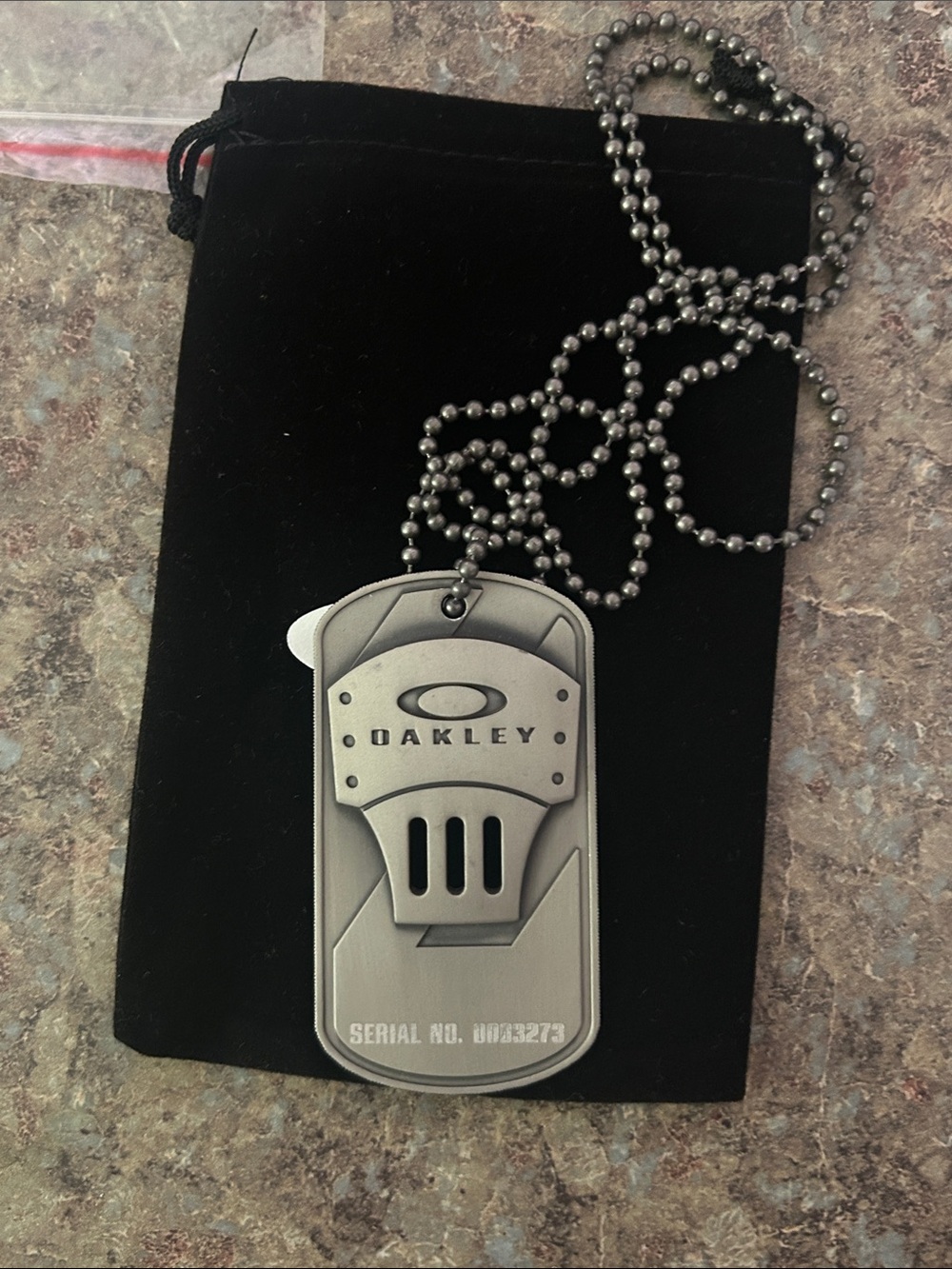 Oakley Silver Stainless Steel Tactical Dog Tag Pendant